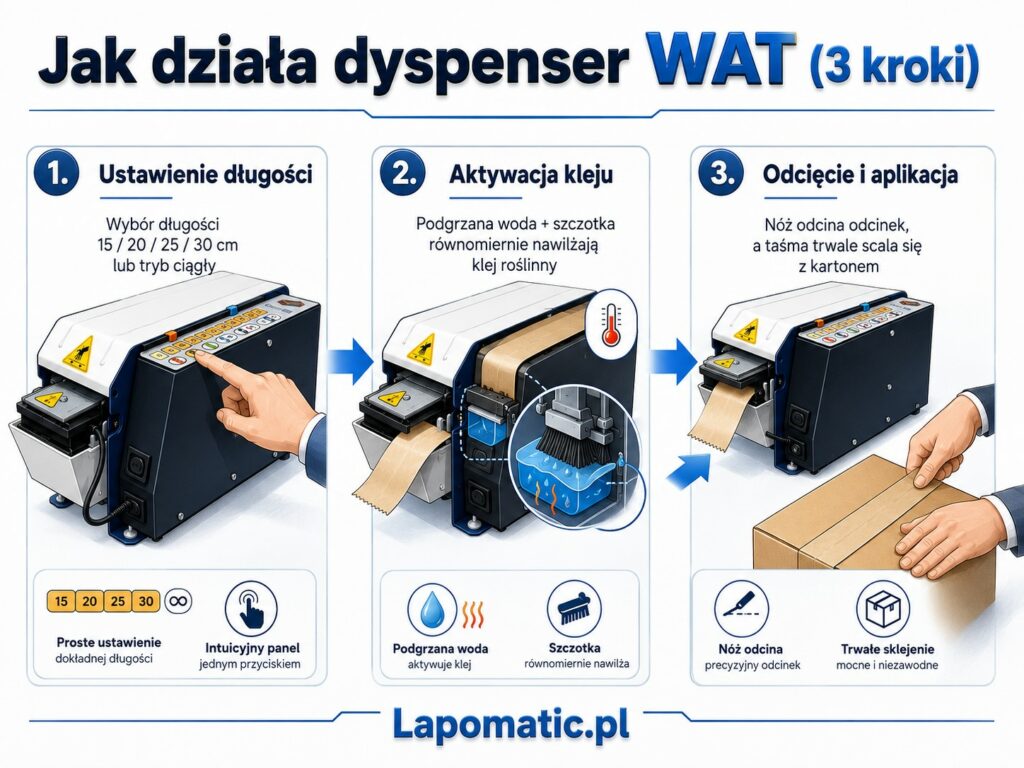Jak działa dyspenser Cyklop lapomatic wat w trzech krokach